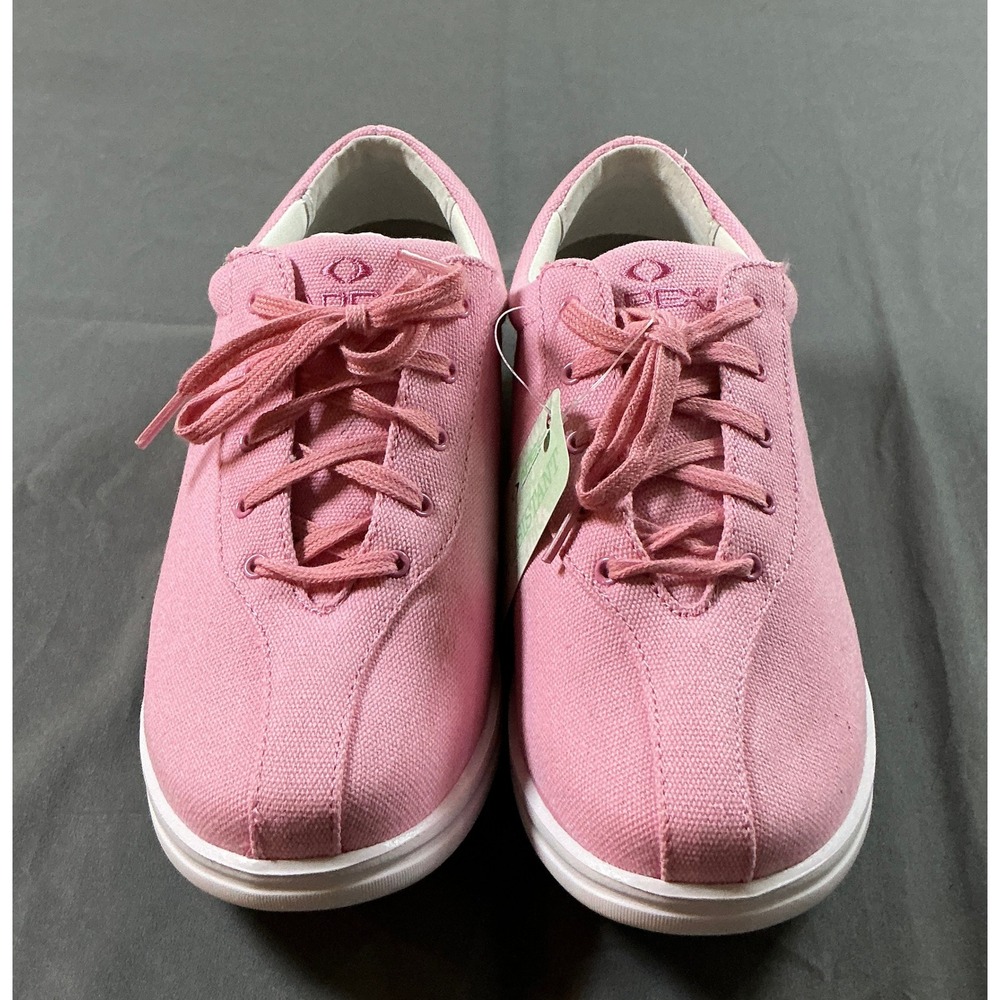 Apex A402W Pink Canvas Slip Resistant Lace Up Sneakers Womens 7.5 X-Wide NEW